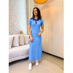 Vestido Gola Polo Azul Moletinho 