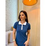 Vestido Gola Polo Azul Jeans Moletinho 