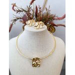 Conjunto Colar e Brinco Dourado Amassadinho
