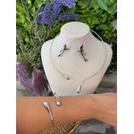 Conjunto Prata Gota Colar/Brinco/Bracelete 
