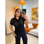Gola Polo Tricot Preta Transparência 