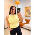 Regata Tricot Amarelo/Branco