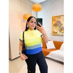Tricot Gola Polo Degrade Amarelo/Azul