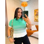 Tricot Gola Polo Degrade Verde/Branco 