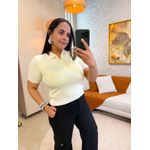 Gola polo Tricot Listra Amarelo/ Off