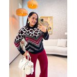 Tricot Premium Onça Preto/Marsala