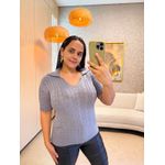 Tricot Gola Polo Cinza