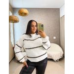 Tricot Liz Branco/Marrom