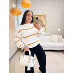 Tricot Liz Branco/ Laranja