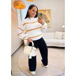 Tricot Liz Branco/ Laranja