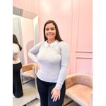 Tricot Olga Cinza com pedrinhas na Gola