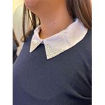 Tricot Olga azul marinho com pedrinhas na Gola