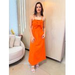Vestido Laço Laranja Linho 