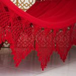 Rede De Dormir Casal Ostra Vermelha Com Madeira