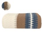 Manta Decorativa de Renda Listrado Bege com Marrom 2,60 x 2,30 m - Redes de Dormir