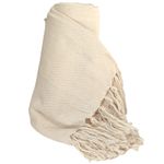 Manta Decorativa Para Sofá e Cama King 100% Algodão Bege 2,55 x 2,35 m - Redes de Dormir