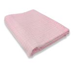 Manta de Algodão Multiuso p/ Cama, Sofá Xadrez Rosa Bebê com Branco 2,30m x 1,55m