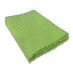 Manta de Algodão Multiuso p/ Cama, Sofá Xadrez Verde Limão com Branco 2,30m x 1,55m
