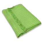 Manta de Algodão Multiuso p/ Cama, Sofá Xadrez Verde Limão com Branco 2,30m x 1,55m