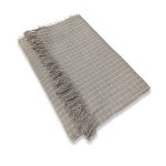Manta de Algodão Multiuso p/ Cama, Sofá Xadrez Areia com Branco 2,30m x 1,55m