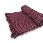 Manta de Algodão Multiuso p/ Cama, Sofá Xadrez Vinho com Branco 2,30m x 1,55m