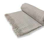 Manta de Algodão Multiuso p/ Cama, Sofá Xadrez Areia com Branco 2,30m x 1,55m