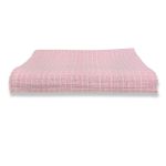Manta de Algodão Multiuso p/ Cama, Sofá Xadrez Rosa Bebê com Branco 2,30m x 1,55m