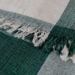 Manta Xadrez Casal Multiuso 100% Algodão p/ Cama, Sofá - Verde com Bege