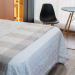 Manta Xadrez Casal Multiuso Mesclado 100% Algodão p/ Cama, Sofá - Bege com Marrom