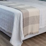 Manta Xadrez Casal Multiuso Mesclado 100% Algodão p/ Cama, Sofá - Bege com Marrom