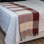 Manta Xadrez Casal Multiuso 100% Algodão p/ Cama, Sofá - Vinho com Bege