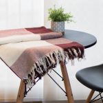 Manta Xadrez Casal Multiuso 100% Algodão p/ Cama, Sofá - Vinho com Bege