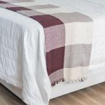 Manta Xadrez Casal Multiuso 100% Algodão p/ Cama, Sofá - Mesclado Bordô