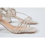 Sandália Tiras Off White Salto Bloco Ref. 09591.09972