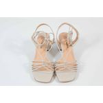 Sandália Tiras Off White Salto Bloco Ref. 09591.09972