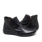 Bota Rasteira Feminina em Couro Cano Baixo Preto Ref. 09942.09933