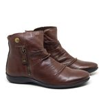 Bota Feminina em Couro Cano Baixo Caramel Mogno Ref. 09462.09953