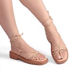 Sandalia Flatform de Amarração Nude Ref. 0996.0999