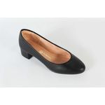 Scarpin Salto Bloco Bico Redondo Preto Ref. 09111.09951