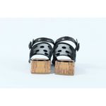 Sandália Salto Baixo Tela Preto Bolinha Ref. 09591.09972