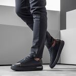 Sapatenis Masculino de Couro Air Medden Preto Ref. 09902.09972