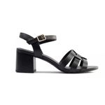 Sandalia Salto Bloco Couro Tiras Pretas Ref 09991.09962
