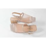 Sandalia de Couro Salto Bloco Tela Nude Ref. 09902.09972
