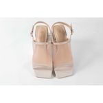 Sandalia de Couro Salto Bloco Tela Nude Ref. 09902.09972