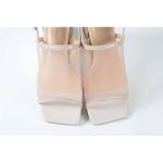 Sandalia de Couro Salto Bloco Tela Nude Ref. 09902.09972