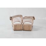 Sandalia de Couro Salto Bloco Tela Nude Ref. 09902.09972