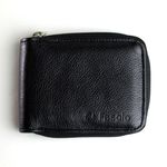 Carteira Masculina Ziper Fasolo Couro Preto Textura H014 Ref. 0967.09901