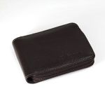 Carteira Masculina Ziper Fasolo Couro Chocolate Textura H014 Ref. 0967.09901