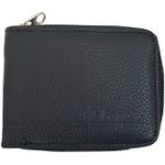 Carteira Masculina Ziper Fasolo Couro Preto Textura H063 Ref. 0996.0999