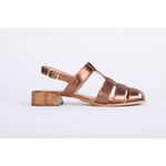 Sandalia de Couro Salto Bloco Bronze Ref. 09422.09992